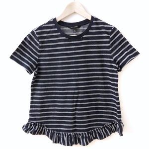 Banana Republic Navy Striped Ruffle Hem